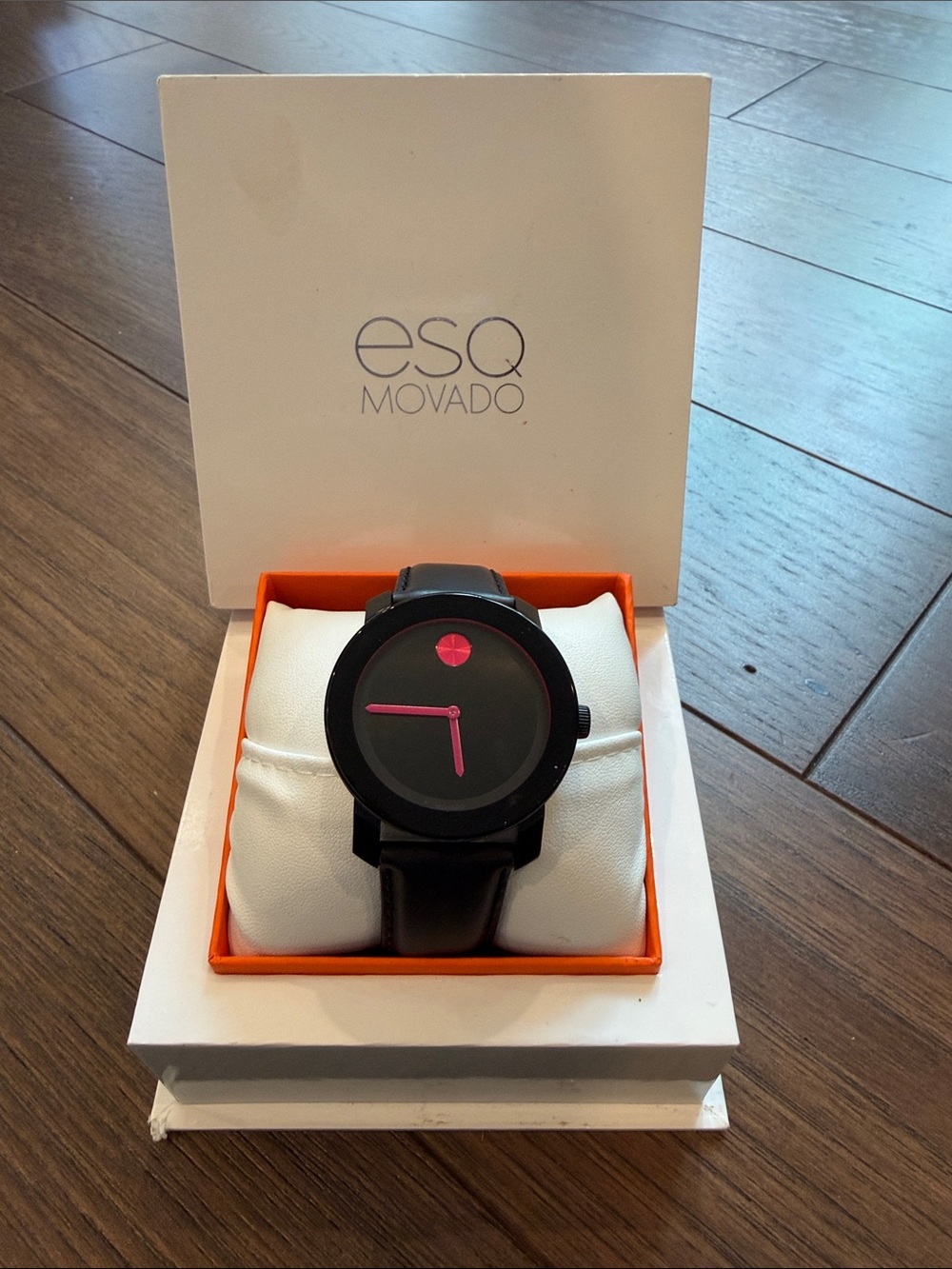 Movado Black Watch with Pink Hands - C39-085